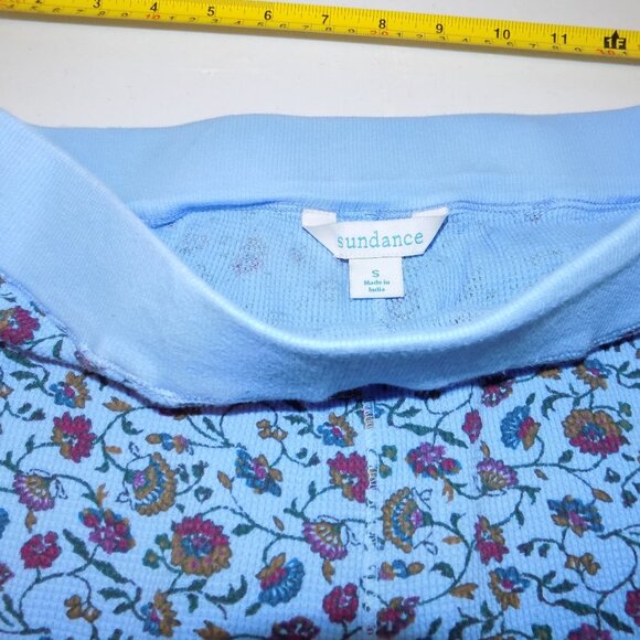 SUNDANCE Thermal Blue Floral Knit Pants Small Joggers PJ Bottom Boho Leggings - Picture 4 of 5